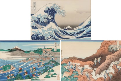 THREE JAPANESE WOODBLOCK PRINTS, HOKUSAI