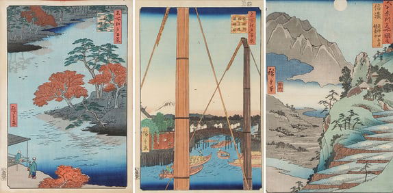 4 JAPANESE WOODBLOCK PRINTS, HIROSHIGE & EISEN