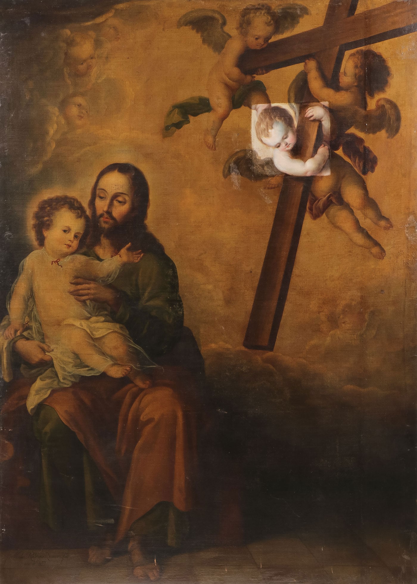 GREAT SIGNED COLONIAL MEXICAN PAINTING DATED 1699 (1 of 12)