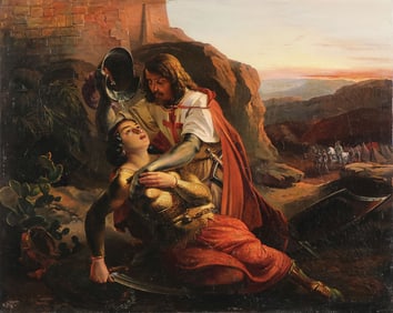 CRUSADER OIL PAINTING SIGNED & DATED 1863