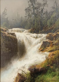 GREAT HERZOG WATERFALL PAINTING, SIGNED
