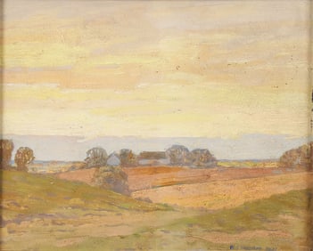 SIGNED NEBRASKA SUNSET PAINTED DATE 1923