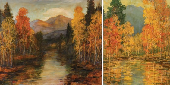 PAIR DAVID STIRLING OIL PAINTING OF ESTES