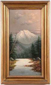 ELIZA BARCHUS SIGNED GLOWING MT. SHASTA PAINTING