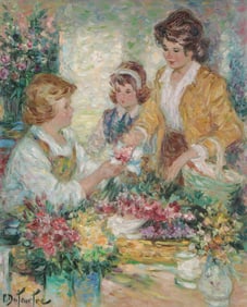 CHARMING PIERRE DUTEURTRE SIGNED OIL PAINTING