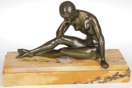 SIGNED FRENCH ART DÉCO NUDE BRONZE
