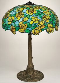 SCARCE BIGELOW & KENNARD YELLOW ROSE LEADED LAMP
