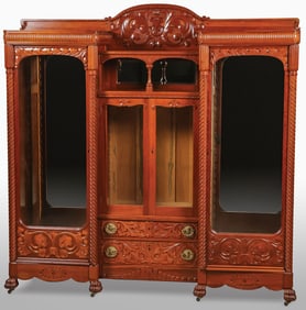IMPRESSIVE CARVED 4 DOOR BOOKCASE