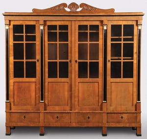 BIEDERMEIER PERIOD WALNUT & GILT BRONZE BOOKCASE