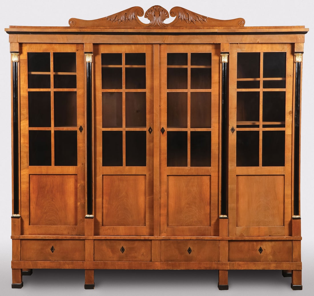 BIEDERMEIER PERIOD WALNUT & GILT BRONZE BOOKCASE (1 of 8)