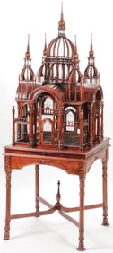 ORNATE WOOD BIRD CAGE & STAND