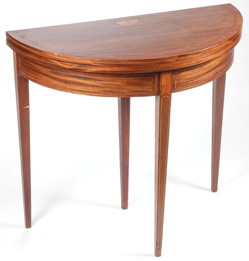 GEORGIAN MAHOGANY DEMILUNE TABLE (1 of 2)
