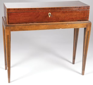 MAHOGANY VIOLIN CASE ON STAND, 19th C