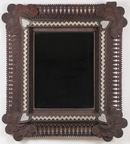 LARGE TRAMP ART MIRROR C 1900
