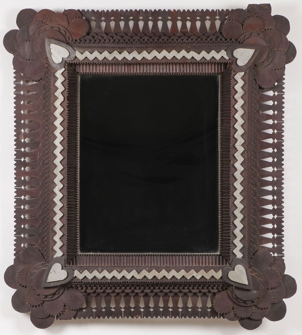 LARGE TRAMP ART MIRROR C 1900 (1 of 1)