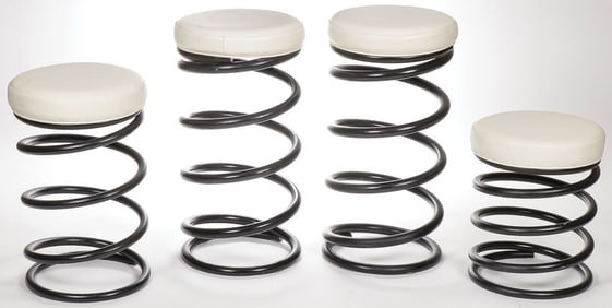 4 MID CENTURY MODERN HELIX SPRING STOOLS