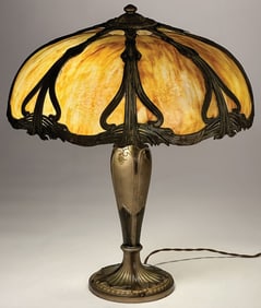 AMERICAN SLAG GLASS TABLE LAMP CIRCA 1910