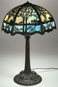 AMERICAN SLAG GLASS TABLE LAMP CIRCA 1915