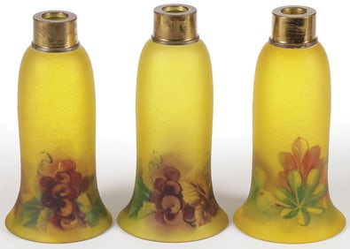 THREE REVERSE PAINTED LAMPSHADES, AMERICAN