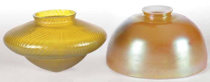 PR OF ART GLASS LAMPSHADES