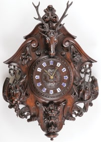 IMPRESSIVE CARVED OAK HUNT CLOCK
