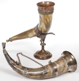 ENGLISH DRINKING HORN & FORESTER HORN, 19TH C