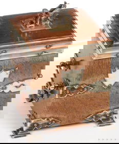 INTERESTING OAK & BRASS MOUNTED HUMIDOR C. 1890