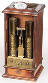EDWARDIAN MAHOGANCY CASED COX'S MONEY CHANGER
