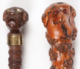 PR OF INTERESTING CARVED CANES, CIRCA 1900