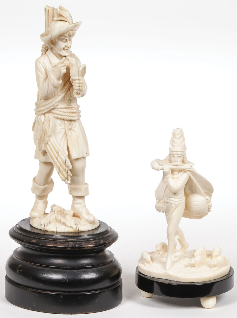 TWO CARVED  GERMAN FIGURES, 19TH C (1 of 3)
