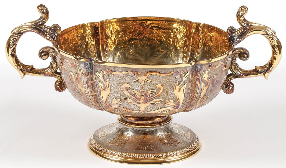 LARGE MEXICAN TANE SILVER-GILT BOWL (1 of 4)