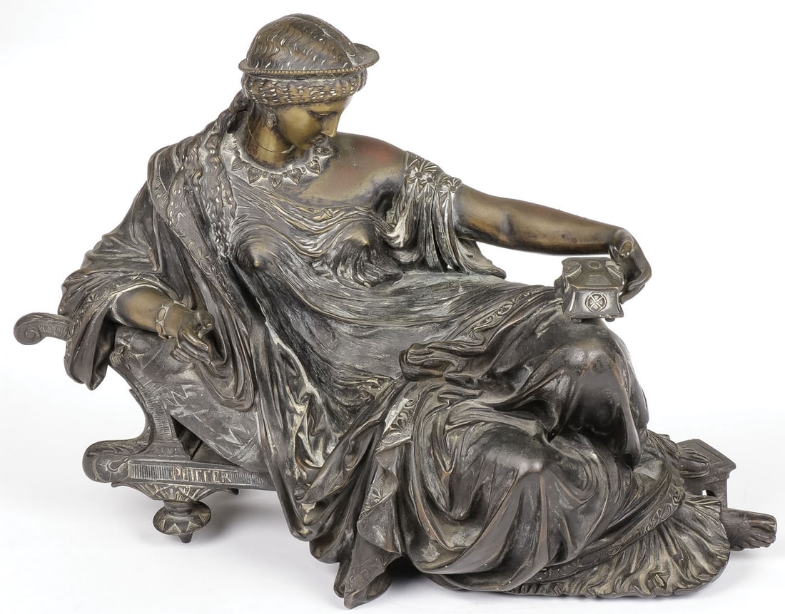 SIGNED FRENCH BRONZE OF PANDORA 19TH C (1 of 5)