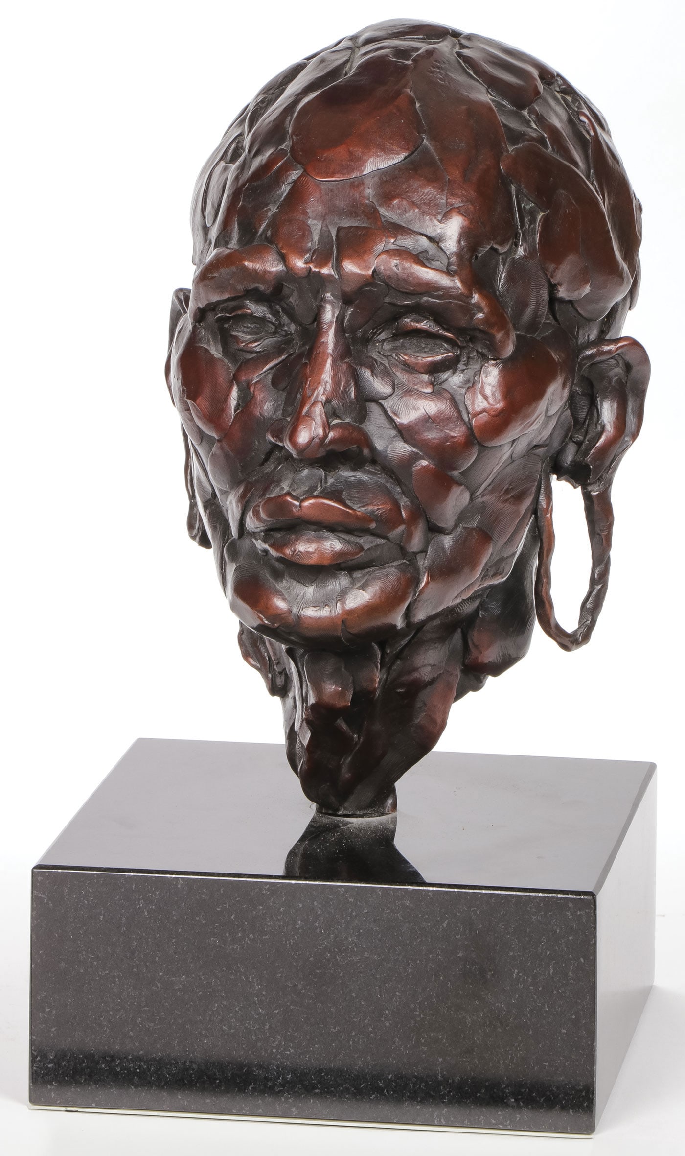 SIGNED BRONZE BUST BY BART WALTER: SIGNED BRONZE BUST BY BART WALTER. Comprising a dramatically sculpted bronze bust titled "Wentai" by American sculptor Bart Walter (B. 1958-), signed on base of neck and numbered 4/8, and resting on a