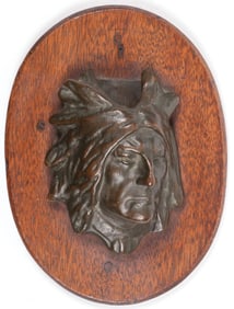 BRONZE INDIAN HEAD MATCH HOLDER, CIRCA 1900