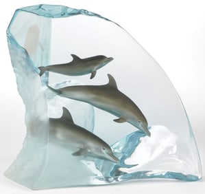 ROBERT WYLAND DOLPHIN WONDER LUCITE SCULPTURE