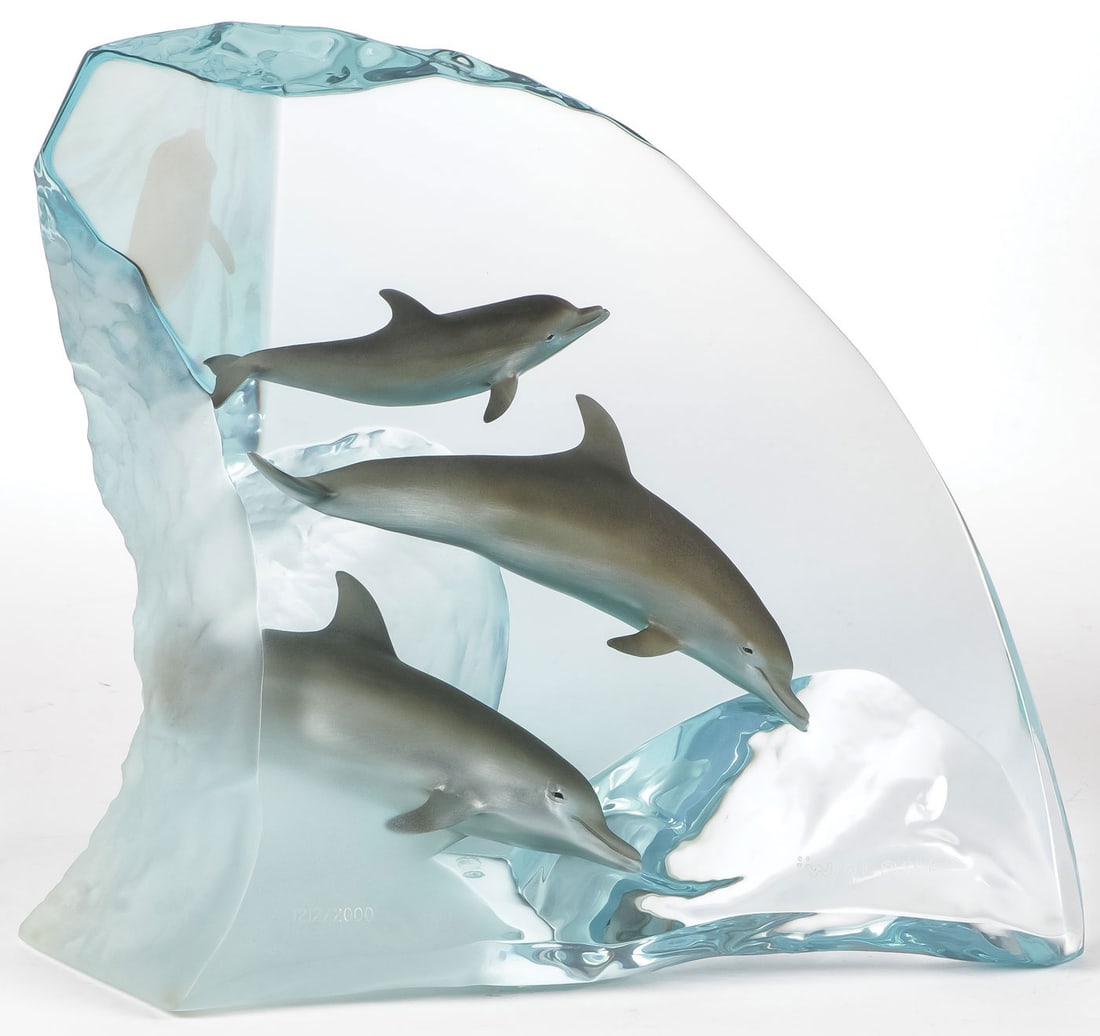 ROBERT WYLAND DOLPHIN WONDER LUCITE SCULPTURE (1 of 4)