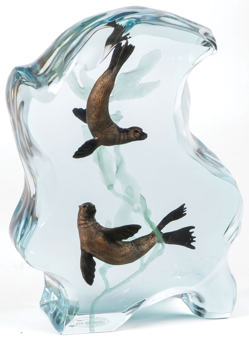 KITTY CANTRELL LUCITE SCULPTURE SEA LIONS (1 of 4)