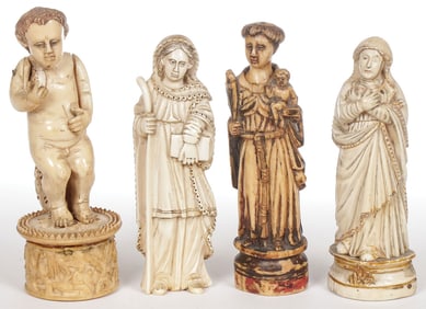 4 GOANESE CARVED  FIGURES, 17TH/18TH CENTURY