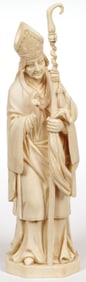 FRENCH CARVED  BISHOP SAINT, 19TH C