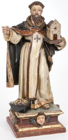CARVED & GILT WOOD FIGURE OF A SAINT 18th C