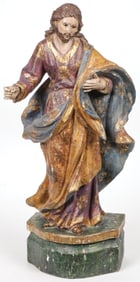 CARVED WOOD FIGURE OF ST JOSEPH 18TH C