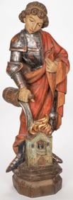 CARVED WOOD FIGURE OF SAINT FLORIAN