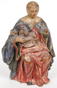 CARVED MADONNA & CHILD, CONTINENTAL, 18TH C