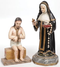 PAIR OF CARVED RELIGIOUS FIGURES 18th/19th C