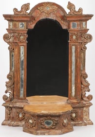 IMPRESSIVE CARVED HOME SHRINE 18th C