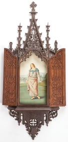 CARVED NEO-GOTHIC TRIPTYCH SHRINE, GERMAN, 19TH C