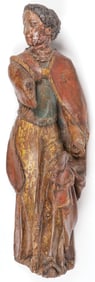 CARVED AND POLYCHROME WOOD FIGURE, 17TH C
