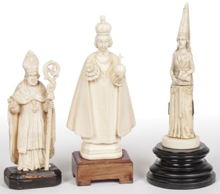 THREE FRENCH CARVED  FIGURES, 19TH C