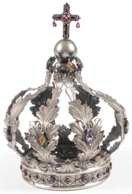 ORNATE SPANISH SILVERED MARIAN CROWN, 19TH C