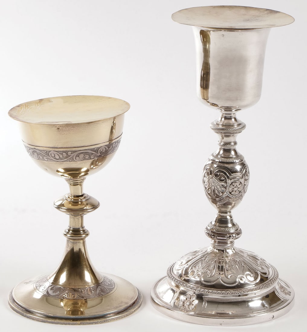 PAIR OF SILVER CHALICES AND PATENS (1 of 1)